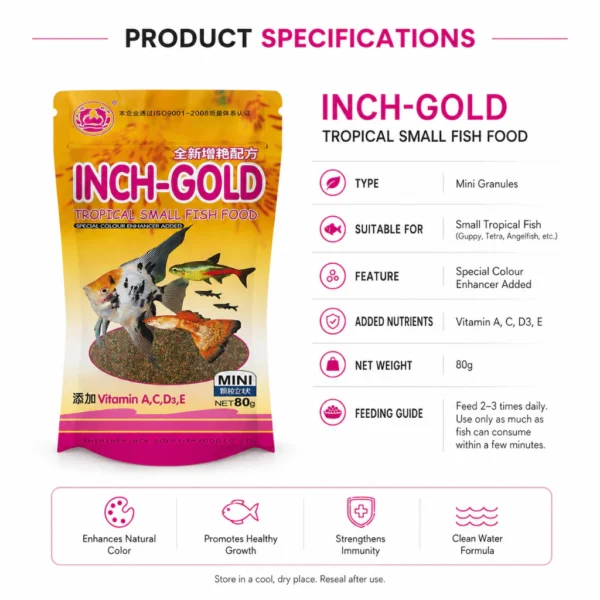 my-11134207-820l5-mqsk8x7890qzfa.webp INCH-GOLD Aquarium Fish Food 70g
